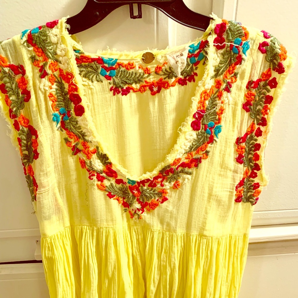 FREE PEOPLE Lemon Yellow mini dress